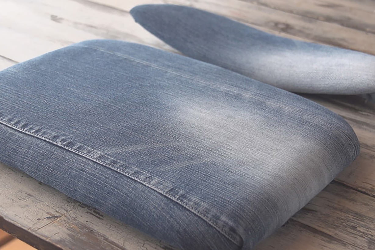 デニム　リメイクチェア ジーンズでリメイク！立ち上がりやすいイスDIY 【カインズDIY