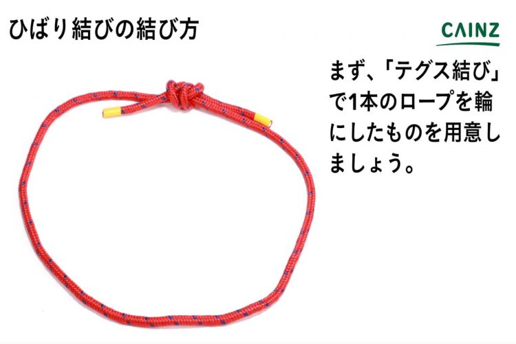 ひばり結び 紐 ロープの結び方 となりのカインズさん