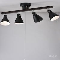 オーム電機 4灯シーリングライト ブラック 電球別売