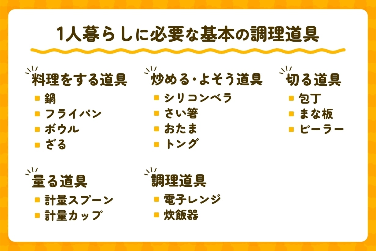 一人暮らしにおすすめの調理器具は？ 料理初心者でも失敗しない 