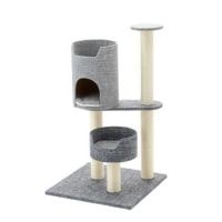 連結できるキャットインテリアタワー ハウス グレー | ペット用品（猫