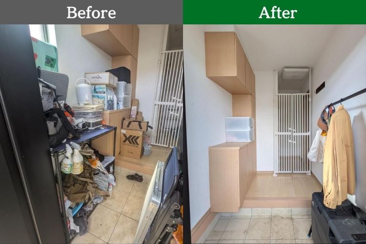 玄関の“モノだらけ問題”、庭の物置でスッキリ解決できるのか試してみた