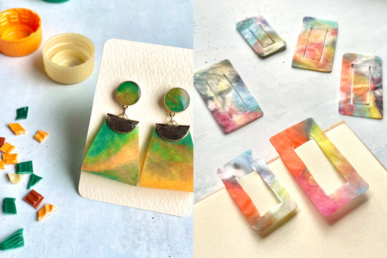 ペットボトルキャップ　アート Bottle Cap Art🎨 ペットボトルのキャップに夕焼けを描きました