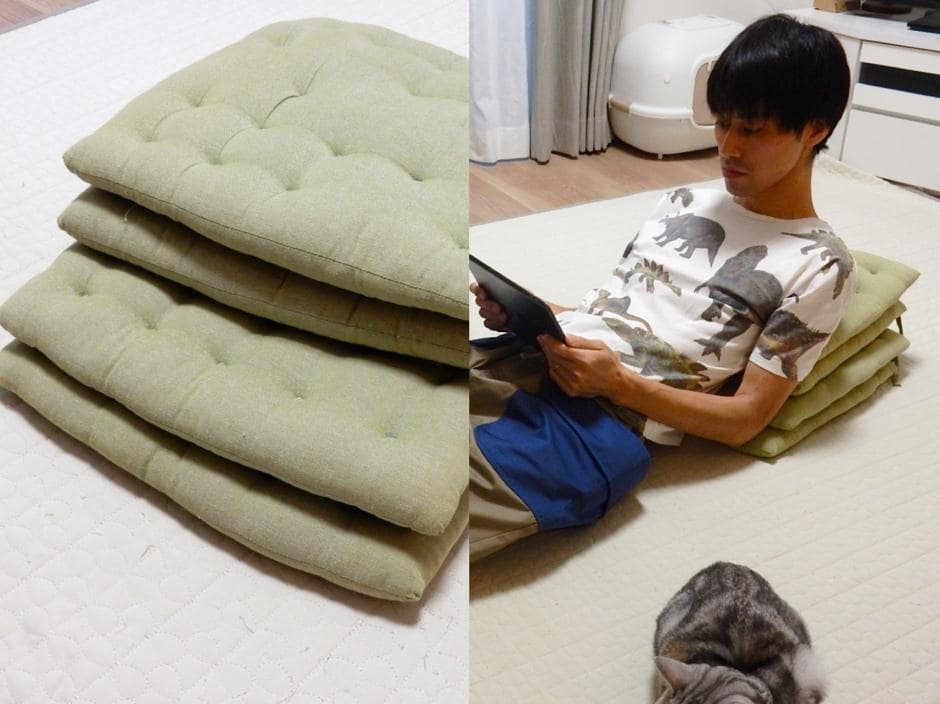 我が家愛用の『イスのクッションを重ねたやつ』VS カインズの『持ち