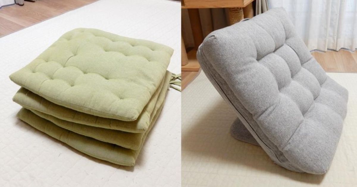 背クッション　② 我が家愛用の『イスのクッションを重ねたやつ』VS カインズの『持ち