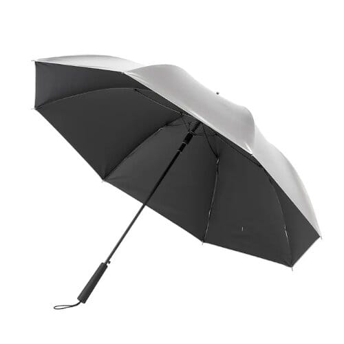 「日差しも紫外線も雨も遮れるストレート手元長傘 シルバー 70cm」